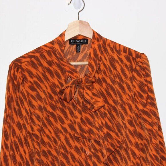 Eloquii Print Tie Neck Long Sleeve  Blouse  Women Size 16 - Picture 2 of 8